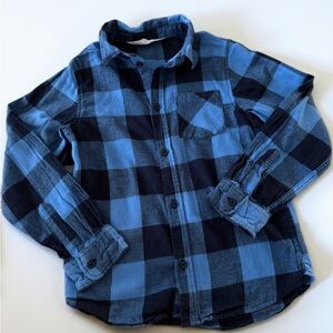 H&M Blue and Navy Plaid Button-Down Shirt
